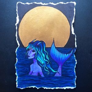 “Capricorn” Zodiac Moon Spirit Art Print 5” by 7”